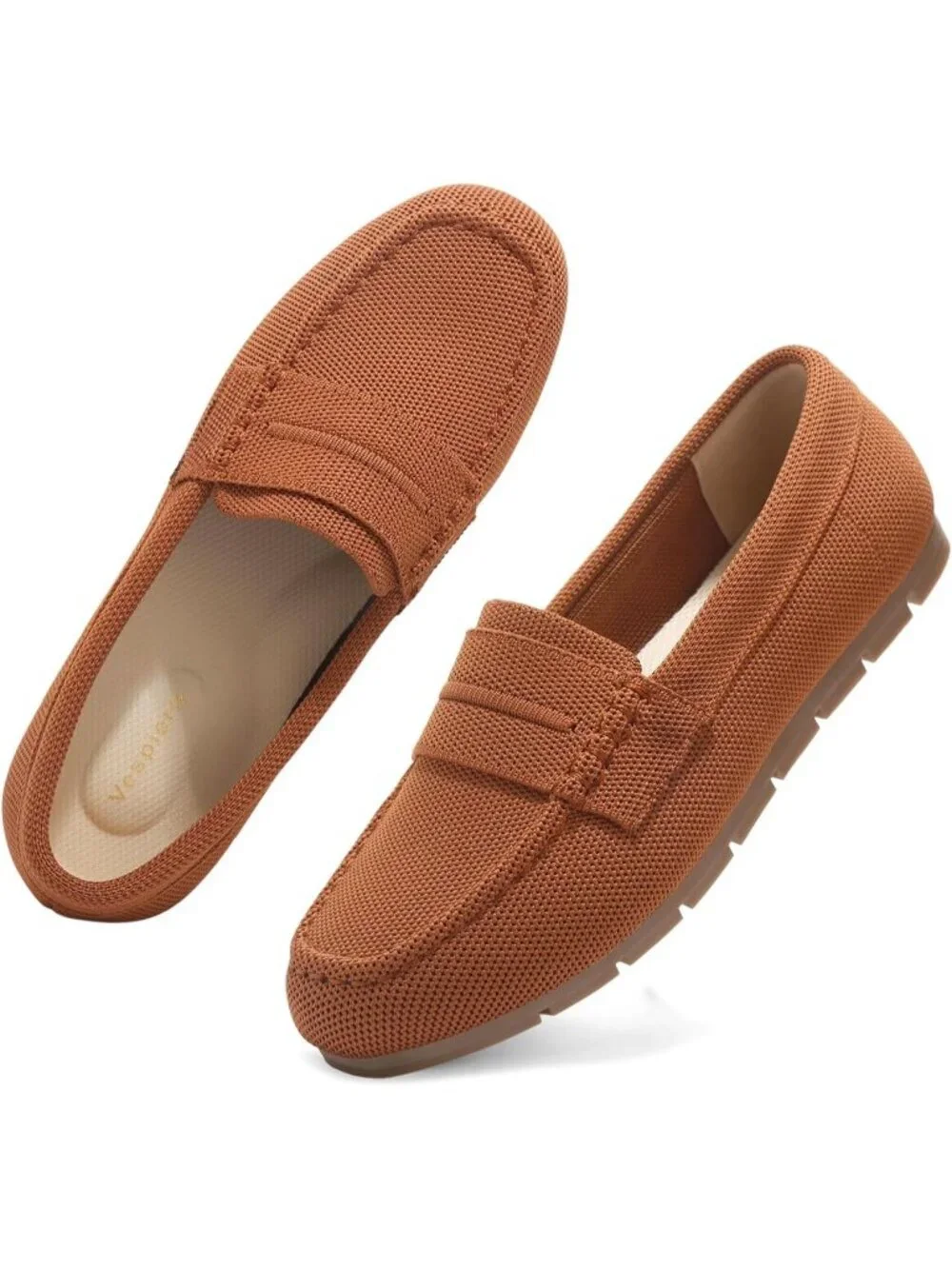 Women's Brown Mesh Comfortable Slip on Dressy Casual Walking Loafer Flat Shoes